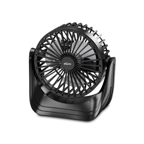 PowerPac 4" Table Fan – USB, Rechargeable, Portable Wireless, 360° Vertical Adjustable Tilt, Durable, Compact, 3-Speed, black, PPUF223