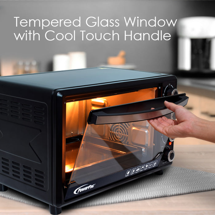 PowerPac Electric Oven 80L with Rotisserie and convection functions, 2 trays and grill racks (PPT80)