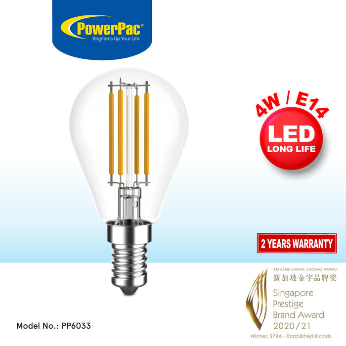 PowerPac LED Bulb, Ping Pong Bulb, LED Light 4W E14 Warm White (PP6033)