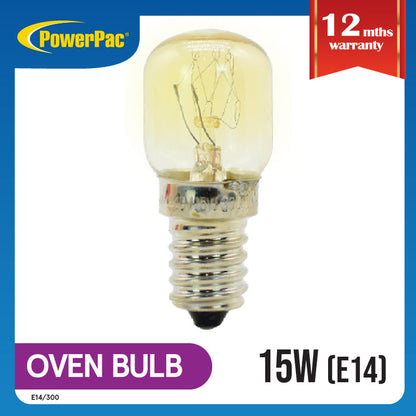 PowerPac Oven bulb 300 degree E14, 15W, Salt lamp bulb (E14/300)