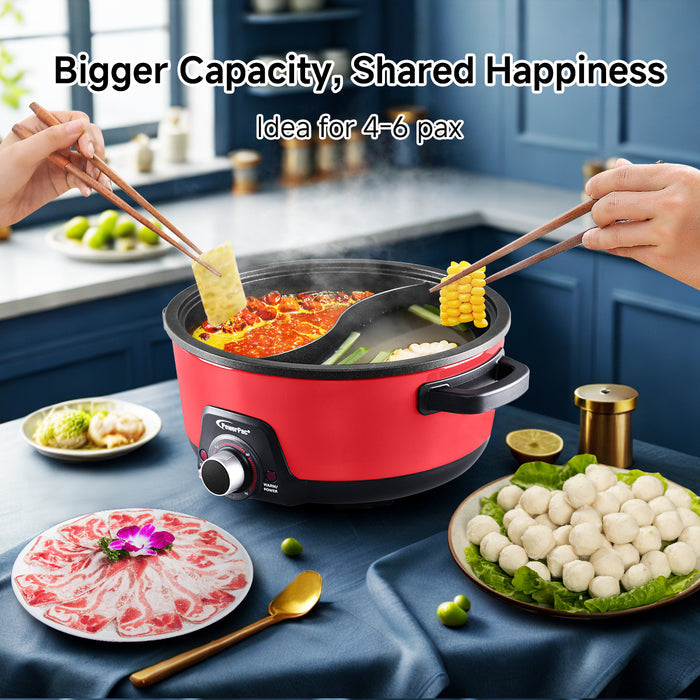 PowerPac Steamboat & Multi Cooker, Hot Pot 5L with Yuanyang Pot (PPMC633)