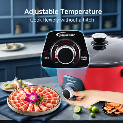 PowerPac Steamboat & Multi Cooker, Hot Pot 5L with Yuanyang Pot (PPMC633)