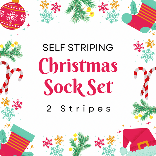 PRE-ORDER - 2026 Self Striping Christmas Sock Set - 2 Stripes - Merino Nylon Sock