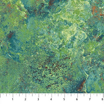 Prehistoric World Stonehenge Green/Teal Blender Fabric, Northcott