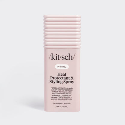 Kitsch Heat Protectant & Styling Mist bottle on a soft neutral background – thermal protection up to 450°F