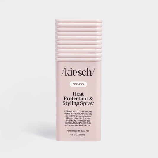 Kitsch Heat Protectant & Styling Mist bottle on a soft neutral background – thermal protection up to 450°F