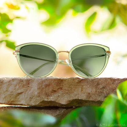 lifestyle - outdoors star wars x diff eyewear princess leia endor sunglasses with a translucent sage gold frame and endor forest moon green polarized lenses