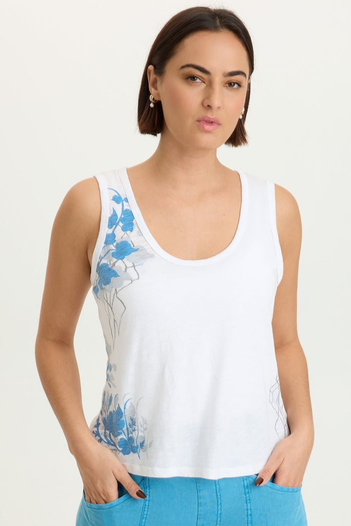 XCVI Printed Etano Jersey Tank