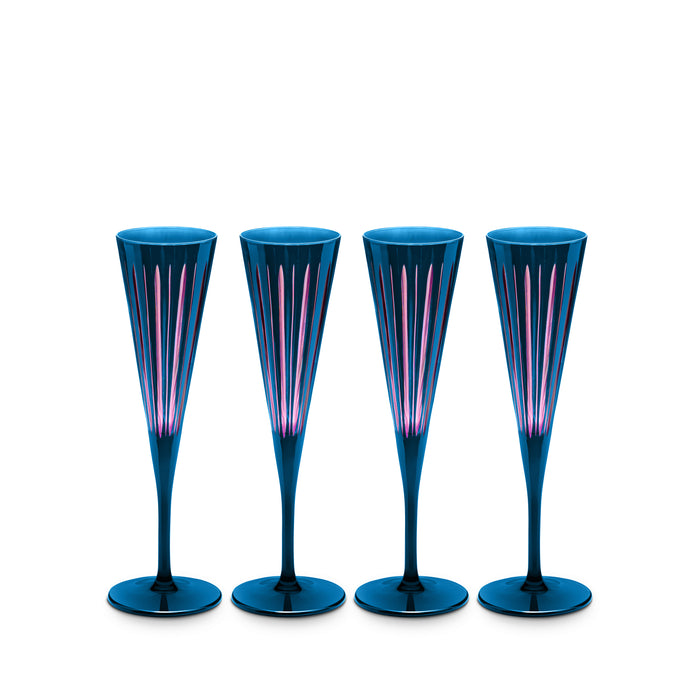 Prism Champagne Flutes - Blue (Set of 4)