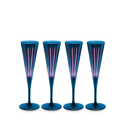 Prism Champagne Flutes - Blue (Set of 4)