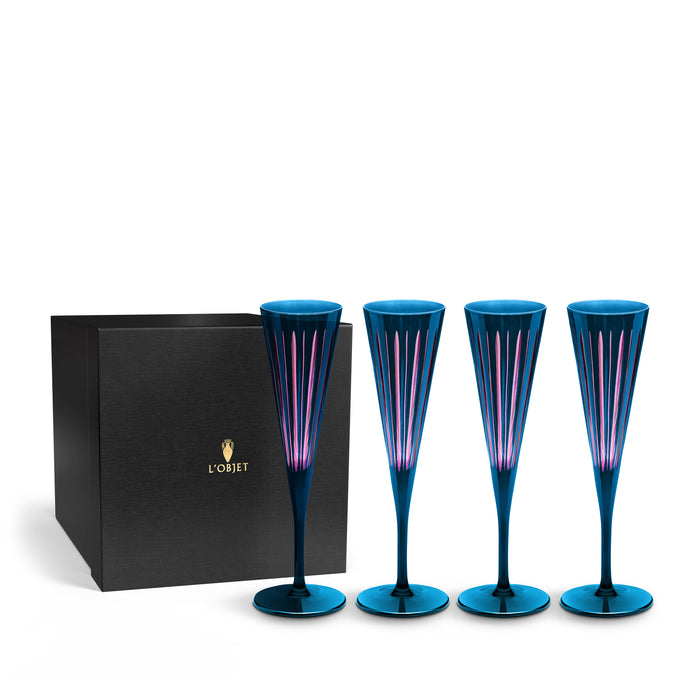 Prism Champagne Flutes - Blue (Set of 4)