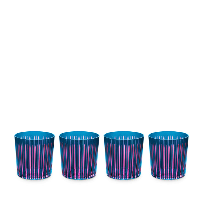 Prism Double Old Fashioned Glasses - Blue (Set of 4)