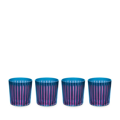 Prism Double Old Fashioned Glasses - Blue (Set of 4)