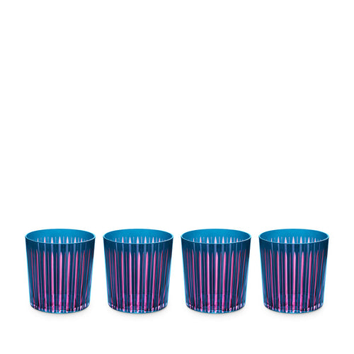 Prism Double Old Fashioned Glasses - Blue (Set of 4)