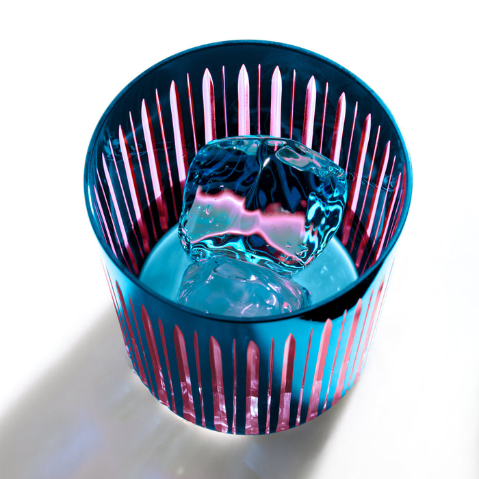 Prism Double Old Fashioned Glasses - Blue (Set of 4)