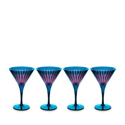 Prism Martini Glasses - Blue (Set of 4)