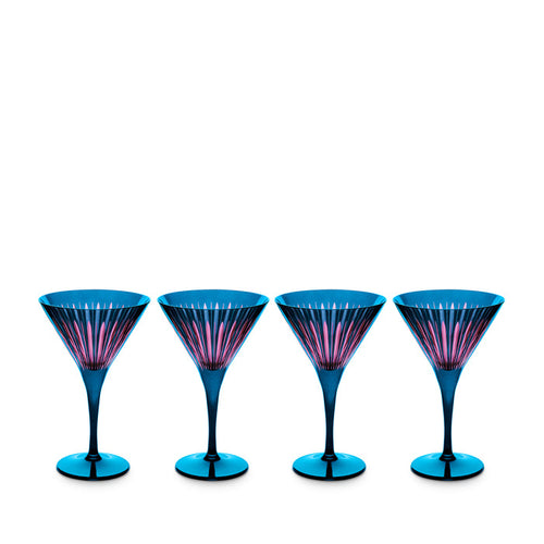 Prism Martini Glasses - Blue (Set of 4)