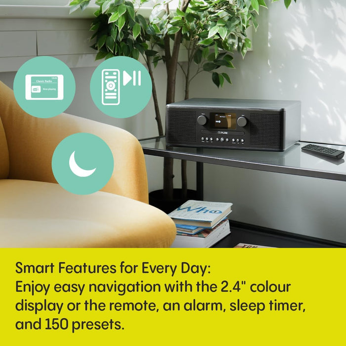 Pure Classic C-D6i  All in One Internet Radio with DAB+ FM Bluetooth CD Player Stereo Sound System Black