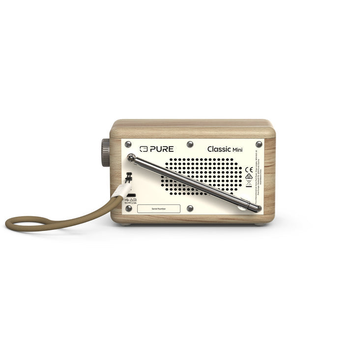 Pure Classic Mini Dab+ FM The Charming Portable Bluetooth Digital Radio - Cotton White Oak White