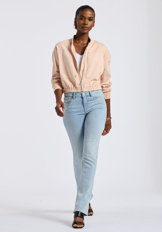 Buffalo Women Jackets Pink Woven Casual Jackets Relaxed Fit Ribbed Cuffs