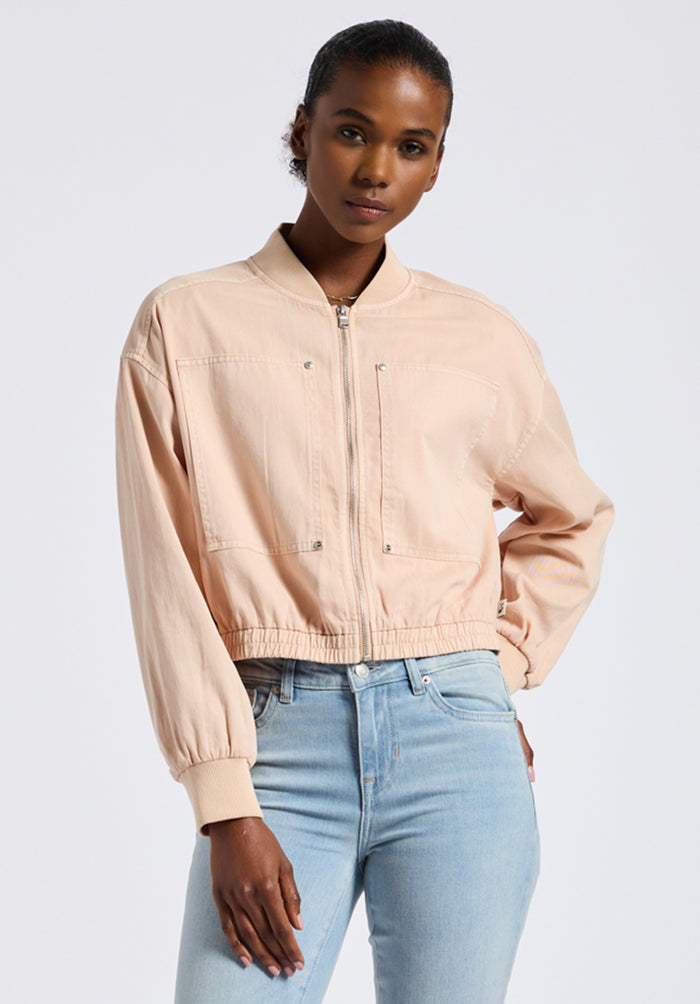 Buffalo Women Jackets Pink Woven Casual Jackets Relaxed Fit Ribbed Cuffs