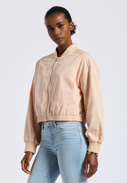 Buffalo Women Jackets Pink Woven Casual Jackets Relaxed Fit Ribbed Cuffs