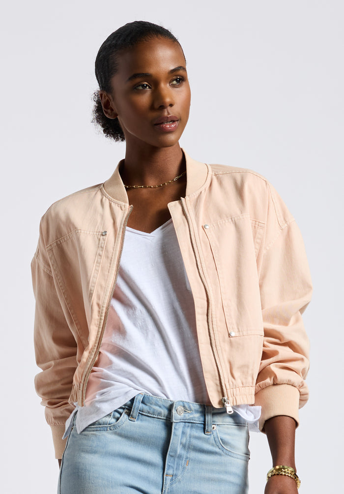 Buffalo Women Jackets Pink Woven Casual Jackets Relaxed Fit Ribbed Cuffs