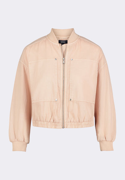 Buffalo Women Jackets Pink Woven Casual Jackets Relaxed Fit Ribbed Cuffs
