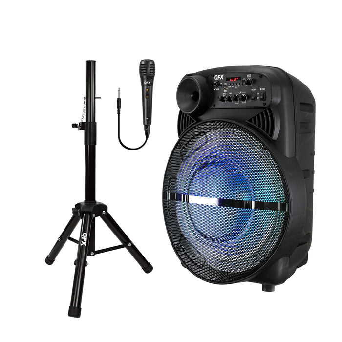 QFX PBX-615SM 15" Bluetooth Rechargeable Speaker with LED Lights