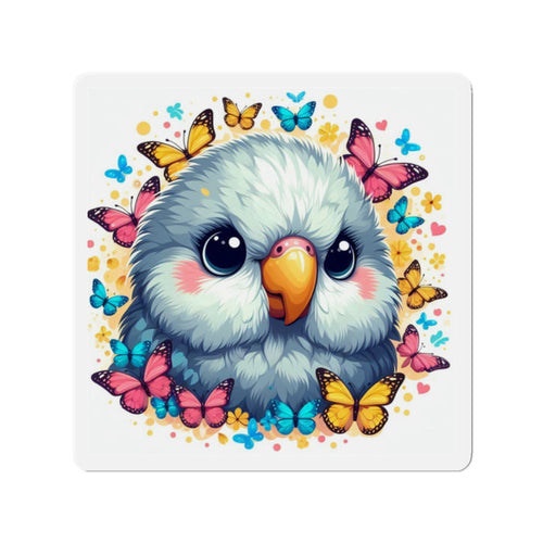 Quaker parrot with butterflies Die-Cut Magnet