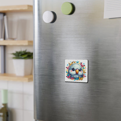Quaker parrot with butterflies Die-Cut Magnet