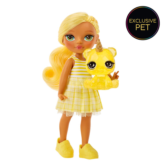 Daisy with her yellow pet bear