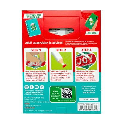 Razzle Dazzle Mini DIY Gem Sticker Kit - Jingle & Joy - 8 Stickers