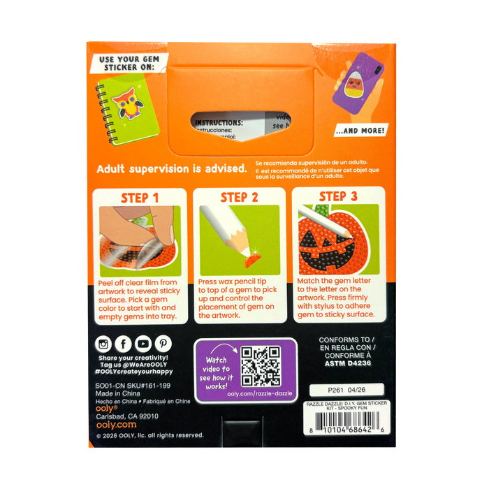Razzle Dazzle Mini DIY Gem Sticker Kit - Spooky Fun - 8 Stickers