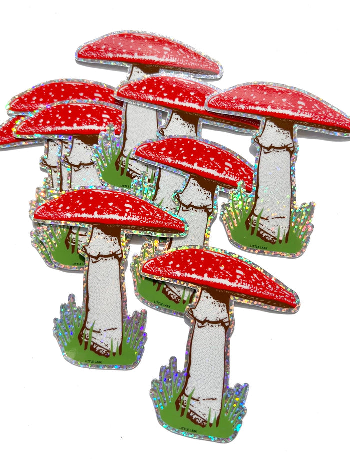 Red Mushroom Glitter Sticker