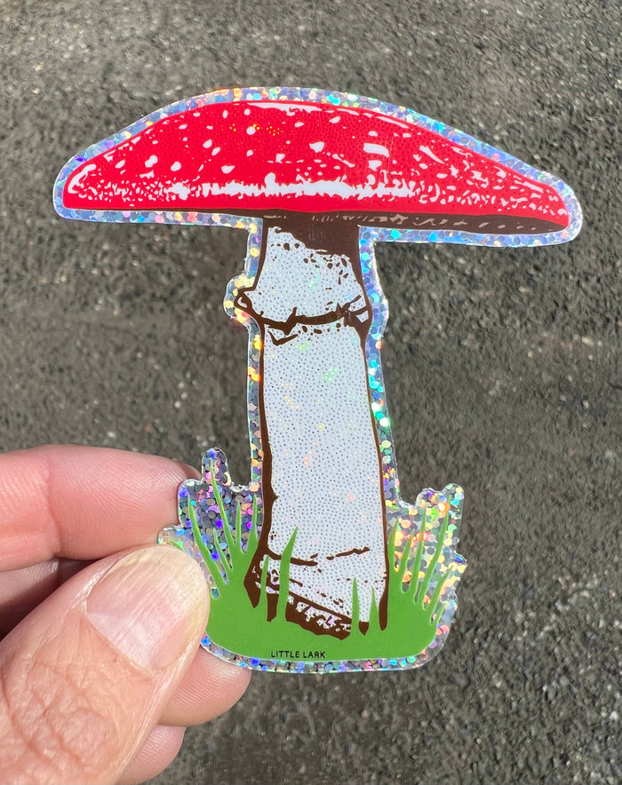 Red Mushroom Glitter Sticker