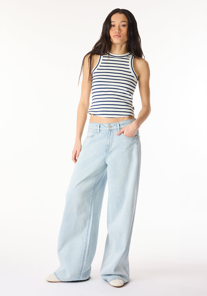 Buffalo Women Tanks Blue Knit Tanks Ribbed Knit Tank