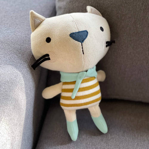 Remi Cat- Organic Fine Knit Stuffed Animal Baby Toy