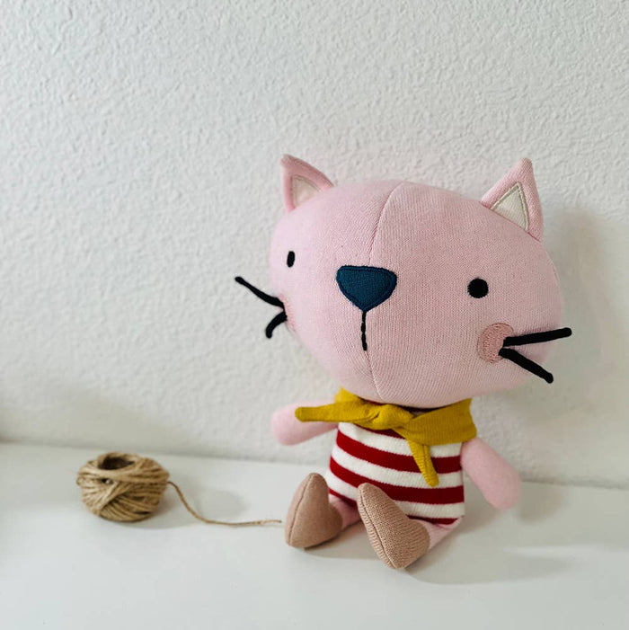 Remi Cat- Organic Fine Knit Stuffed Animal Baby Toy