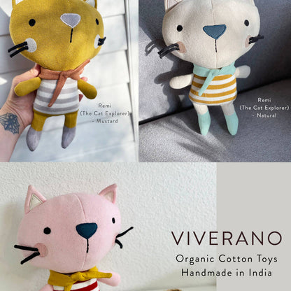 Remi Cat- Organic Fine Knit Stuffed Animal Baby Toy