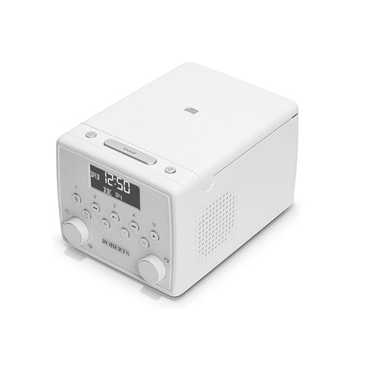 Roberts SOUND 49 FM DAB DAB+ Digital Clock Radio with Bluetooth and CD Player - White White