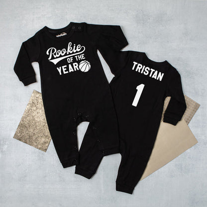 "Rookie of the Year" Basketball Long Sleeve Romper