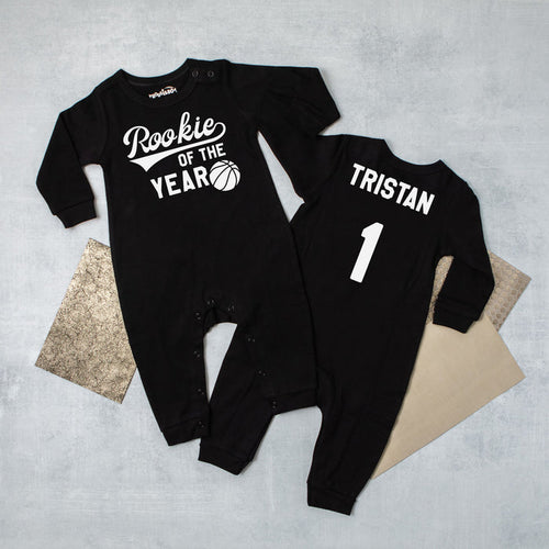 "Rookie of the Year" Basketball Long Sleeve Romper