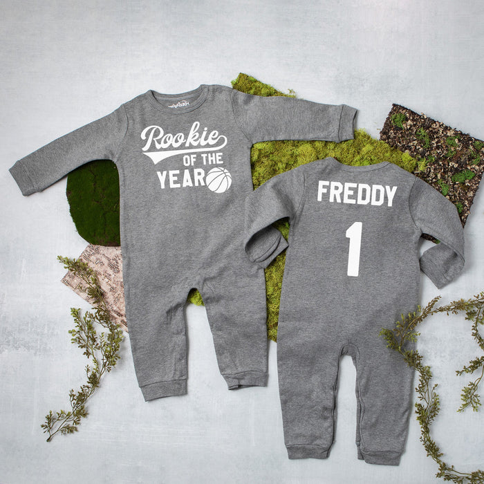 "Rookie of the Year" Basketball Long Sleeve Romper