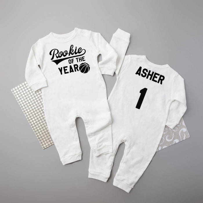 "Rookie of the Year" Basketball Long Sleeve Romper