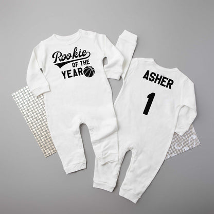 "Rookie of the Year" Basketball Long Sleeve Romper