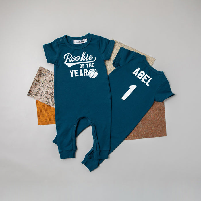 "Rookie of the Year" Basketball Slim Fit 1st Birthday Romper