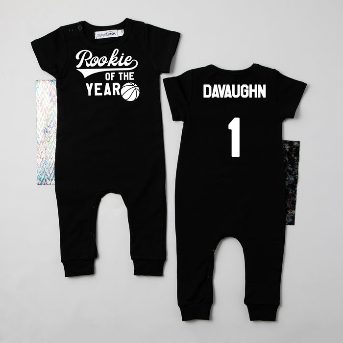 "Rookie of the Year" Basketball Slim Fit 1st Birthday Romper