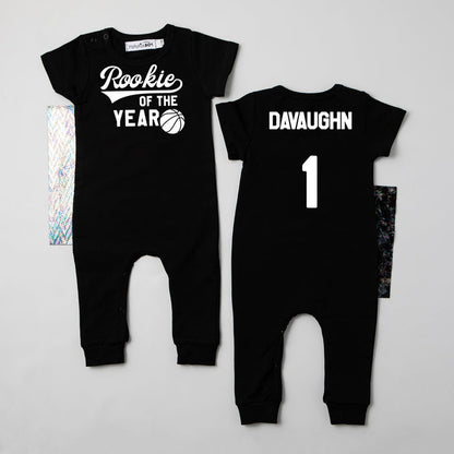 "Rookie of the Year" Basketball Slim Fit 1st Birthday Romper