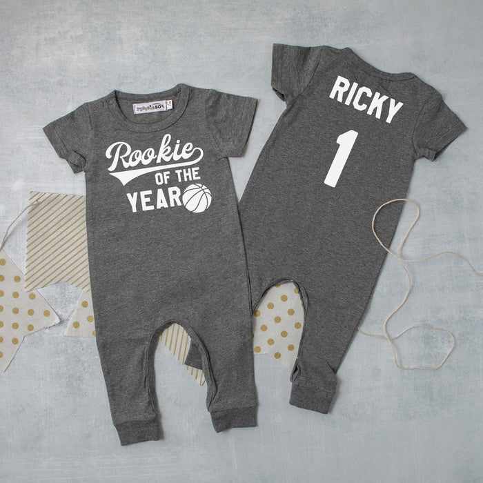 "Rookie of the Year" Basketball Slim Fit 1st Birthday Romper